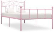 vidaXL Bedframe metaal roze 90x200 cm