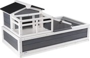 VEVOR 3-kamer schildpaddenhuis, schildpaddenverblijf met balkon en 2 verdiepingen, houten schildpaddenverblijf voor binnen en buiten met oprit, lade, open dak, grote reptielenkooi, 112 cm x 65 cm x 61 cm