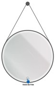 Sanigoods Luna ronde spiegel met verlichting en ophangband 80cm zwart mat