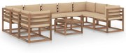 vidaXL 10-delige Loungeset met beige kussens