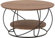 Goossens Salontafel Bellis rond, hout eiken donker bruin, stijlvol landelijk, 80 x 45 x 80 cm