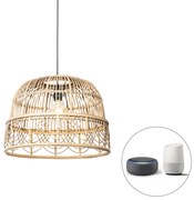 Smart hanglamp met dimmer rotan 44 cm incl. Wifi G95 - MichelleOosters E27 rond Binnenverlichting Lamp