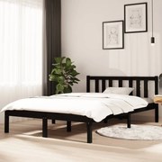 vidaXL Bedframe massief hout zwart 120x190 cm 4FT Small Double