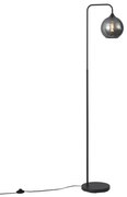 Art Deco vloerlamp zwart met smoke glas - Sandra