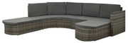 vidaXL 4-delige Loungeset met kussens poly rattan grijs