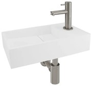 Differnz Solid fonteinset - 36x18.5x9cm - Rechthoek - 1 kraangat - Chroom - Solid Surface Wit 38.150.00