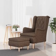 vidaXL Fauteuil met voetenbank stof taupe