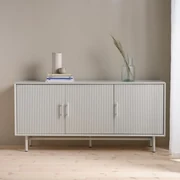 Retro Dressoir Greige Met Ribbels - 160x45x75cm.