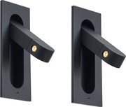 Set van 2 moderne wandlampen zwart incl. LED en USB-C poort - Hilton