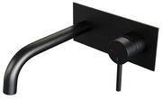 Brauer Black Edition Wastafelmengkraan inbouw - gebogen uitloop links - hendel lang smal - afdekplaat - model A 1 - mat zwart 5-S-004-B2