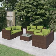 vidaXL 7-delige Loungeset met kussens poly rattan bruin