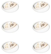 Set van 6 Moderne inbouwspot wit trimless - Impact 70