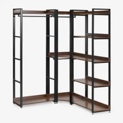 Open Modulaire Hoekkast Van 3 Delen Met Stalen Kledingstang En Mdf Ariaster Zwart - Sklum