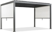Lagos 3x4 vrijstaande terraspergola met 3m lange Garden Point antraciet-witte zijrolluiken