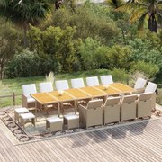 vidaXL 17-delige Tuinset met kussens poly rattan beige