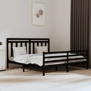 vidaXL Bedframe massief hout zwart 180x200 cm 6FT Super King