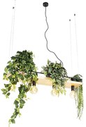 Eettafel / Eetkamer Smart hanglamp zwart met hout 4-lichts incl. Wifi G95 - Shelf Industriele / Industrie / Industrial E27 Binnenverlichting Lamp