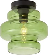Retro plafondlamp zwart met groen glas - Denise