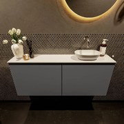 Mondiaz Fowy toiletmeubel 120cm dark grey met witte waskom rechts zonder kraangat