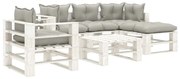 vidaXL 6-delige Loungeset met taupe kussens pallet hout