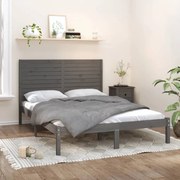 vidaXL Bedframe massief hout grijs 150x200 cm 5FT King Size