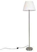 Moderne vloerlamp staal met witte plisse kap 45 cm - Simplo