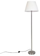 Stoffen Moderne vloerlamp staal met witte plisse kap 45 cm - Simplo Modern E27 rond Binnenverlichting Lamp