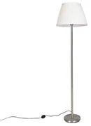 Stoffen Moderne vloerlamp staal met witte plisse kap 45 cm - Simplo Modern E27 rond Binnenverlichting Lamp
