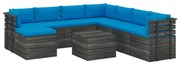 vidaXL 9-delige Loungeset pallet met kussens massief grenenhout