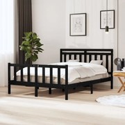 vidaXL Bedframe massief hout zwart 150x200 cm 5FT King Size