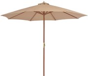 vidaXL Parasol met houten paal 300 cm taupe