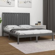 vidaXL Bedframe massief hout grijs 120x190 cm 4FT Small Double