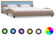 vidaXL Bedframe met LED kunstleer cappuccino 140x200 cm