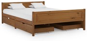 vidaXL Bedframe met 4 lades massief grenenhout honingbruin 140x200 cm