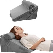 VEVOR Bedwigkussen, 3-delige orthopedische bedwigset, met hoes en schuimondersteuning, postoperatief kussen voor zure reflux, rugpijn, verlichting van snurken en GERD, donkergrijs