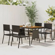 vidaXL 5-delige Tuinset poly rattan zwart