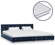 vidaXL Bed met traagschuim matras fluweel blauw 160x200 cm