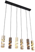 Eettafel / Eetkamer Moderne hanglamp zwart met taupe en beige 6-lichts - Stream Modern GU10 Binnenverlichting Lamp