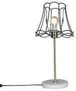 Retro tafellamp messing met Granny frame zwart 25 cm - Kaso Retro Minimalistisch E27 Draadlamp rond Binnenverlichting Lamp