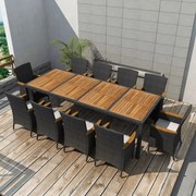 vidaXL 11-delige Tuinset met kussens poly rattan zwart