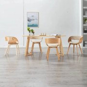 vidaXL Eetkamerstoelen 4 st gebogen hout en kunstleer crème