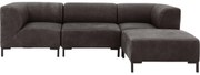 Goossens Excellent Bank Marshall Met Hocker donkerbruin, leer, 1,5-zits, urban industrieel