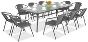 Metalen tuinmeubel Modena/Bergamo voor 10 personen met grote tafel Garden Point antraciet