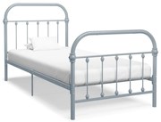 vidaXL Bedframe metaal grijs 90x200 cm