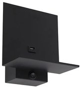 Moderne wandlamp zwart incl. USB-aansluiting - Flero