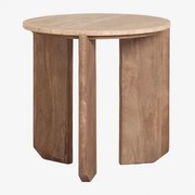 Ronde Bijzettafel Ø50 Cm Van Natuursteen En Mangohout Lavinia Travertijn & Rustiek Mangohout - Sklum