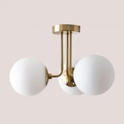Plafondlamp Met 3 Glazen Bollen Garland Goud - Sklum