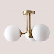 Plafondlamp Met 3 Slingerglazen Bollen Goud - Sklum