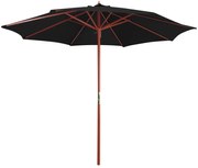 vidaXL Parasol met houten paal 300x258 cm zwart