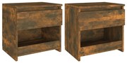 vidaXL Nachtkastjes 2 st 40x30x39 cm bewerkt hout gerookt eikenkleurig